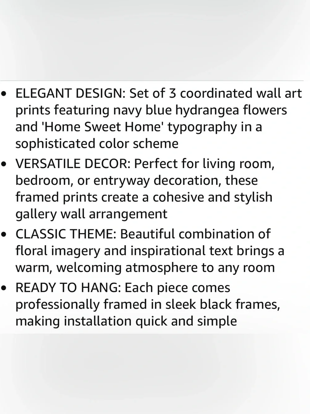 Purple Hydrangea Canvas Wall Art 3-Piece Set, Home Sweet Home Framed Picture NIB